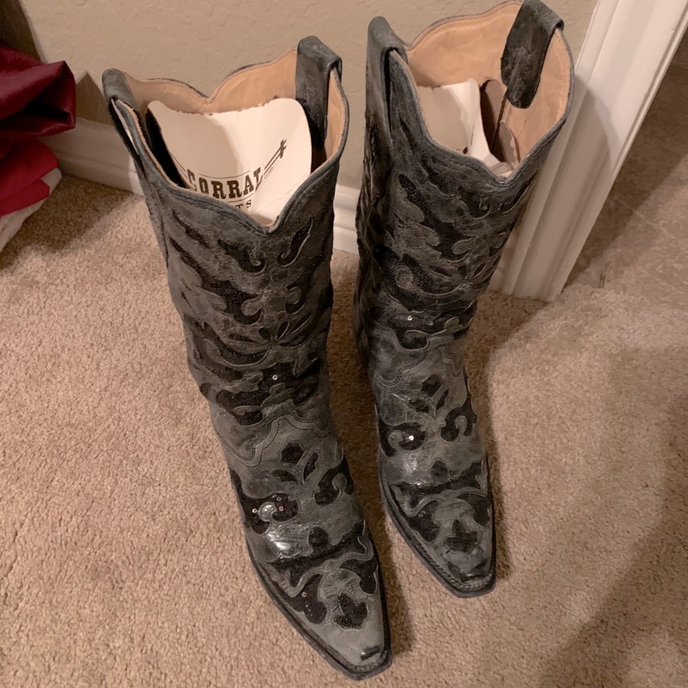 Corral Crater Sequin Inlay Boot A165 Black